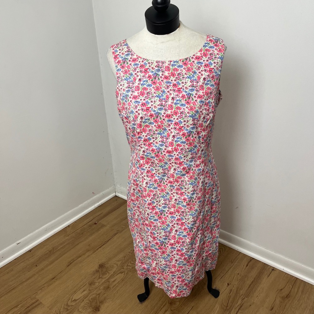 Brooks Brothers Floral‎ Cottagecore Sleeveless Sheath Dress Career Party 14